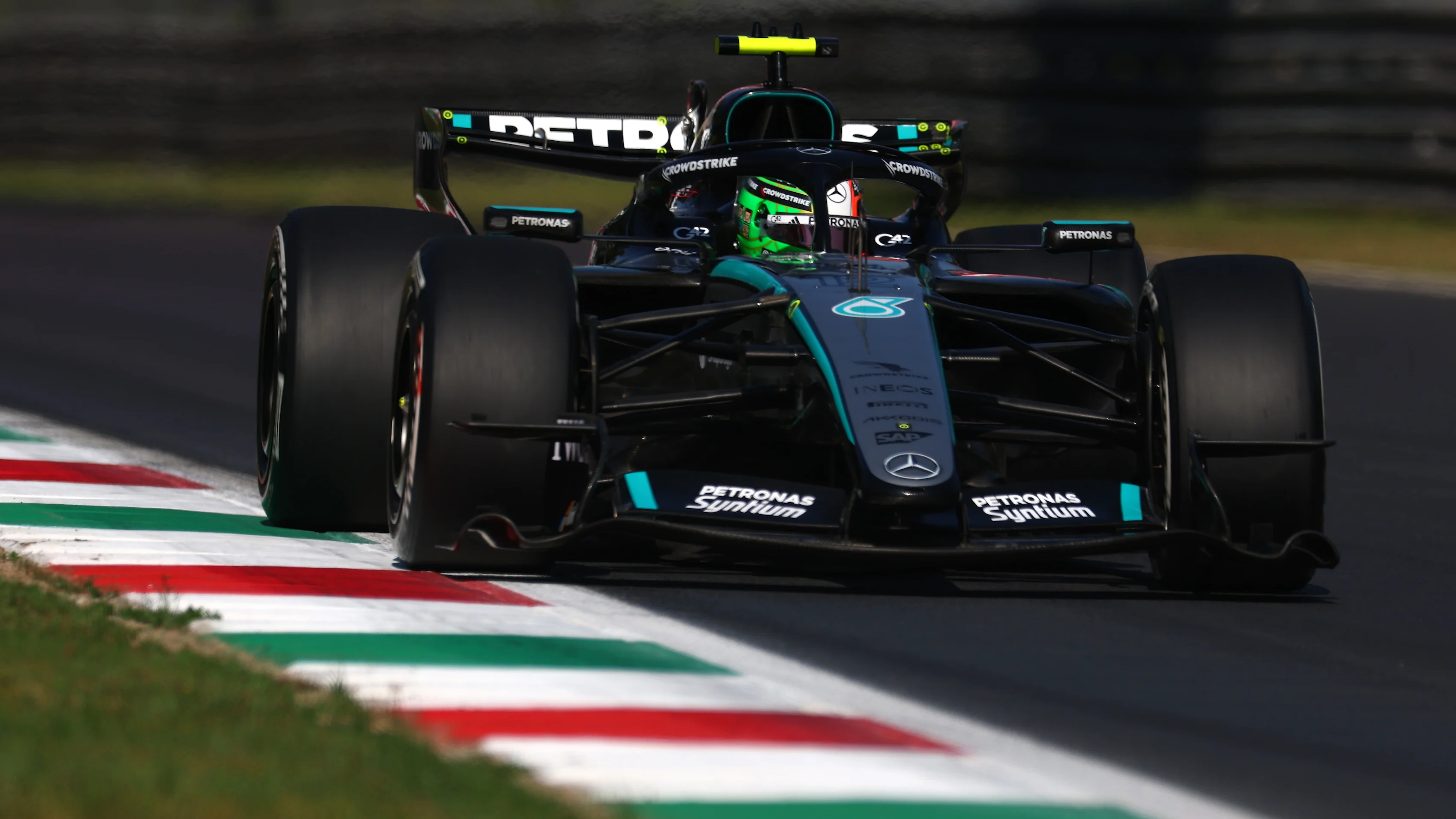 MONZA, ITALY - SEPTEMBER 04: Andrea Kimi Antonelli of Italy driving the (12) Mercedes AMG Petronas