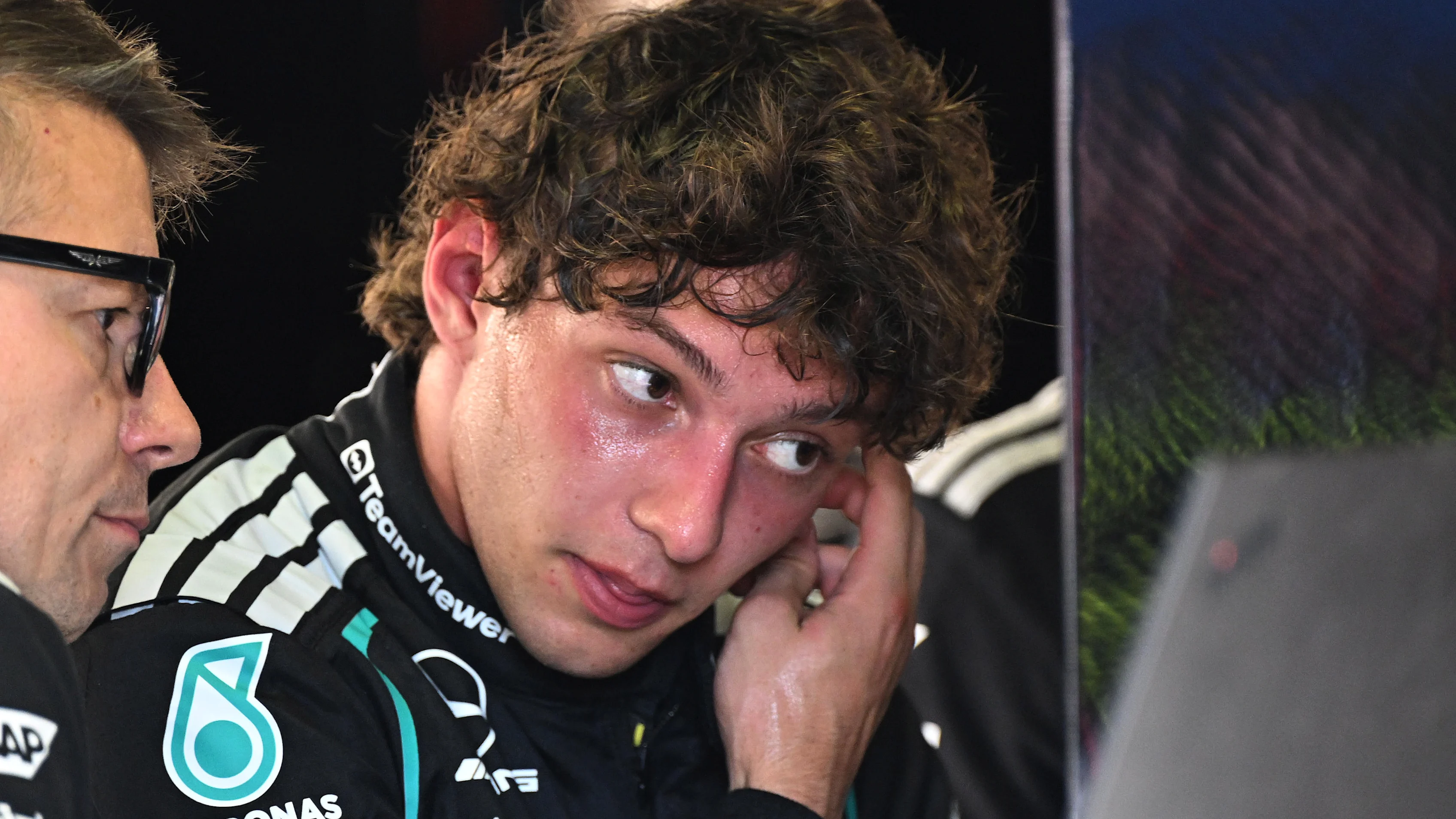 MONZA, ITALY - SEPTEMBER 04: Andrea Kimi Antonelli of Italy and Mercedes AMG Petronas F1 Team looks