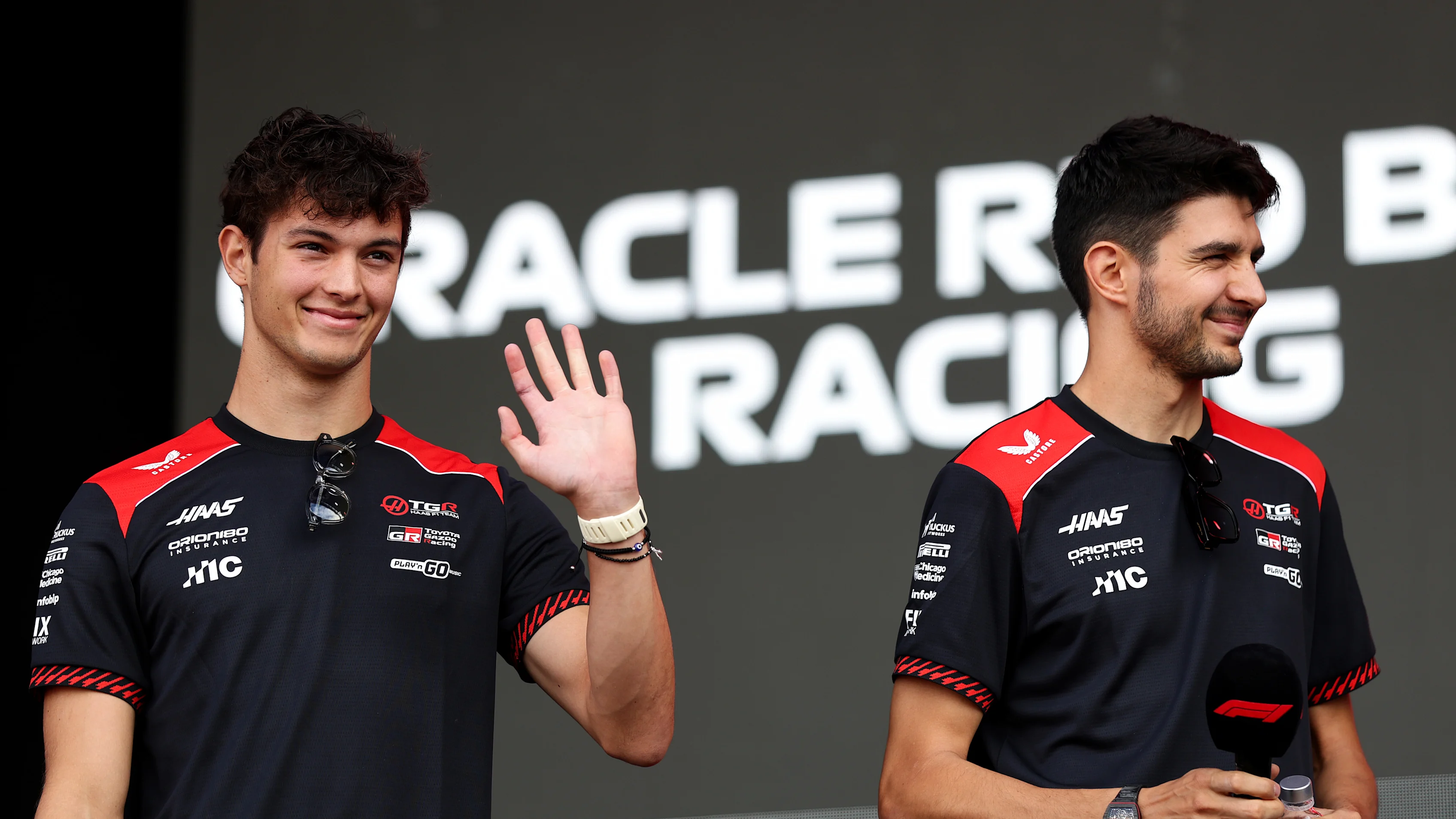 MONZA, ITALY - SEPTEMBER 05: Oliver Bearman of Great Britain and Haas F1 and Esteban Ocon of France