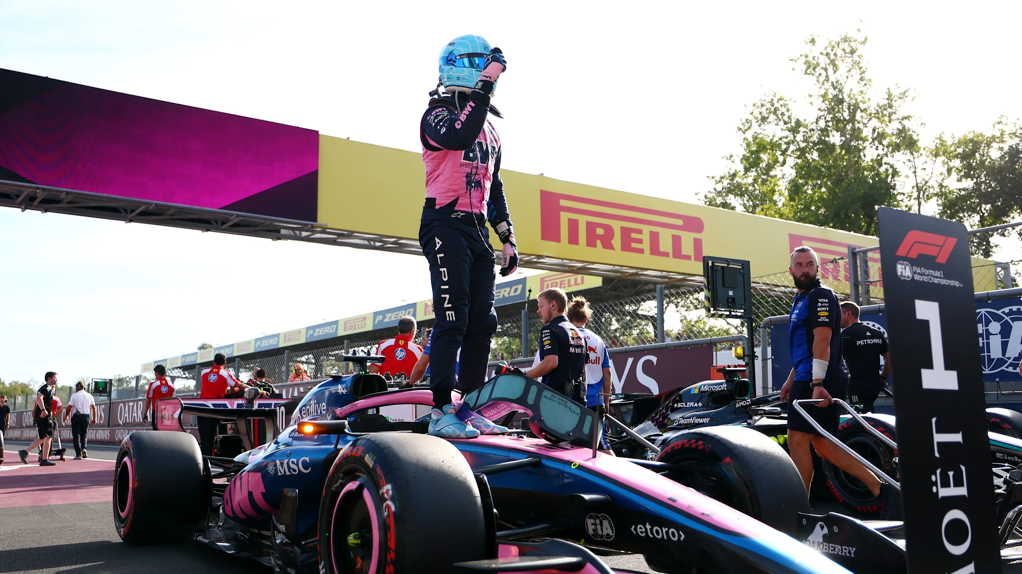 MONZA, ITALY - SEPTEMBER 05: Pole position qualifier Pierre Gasly of France and Alpine F1