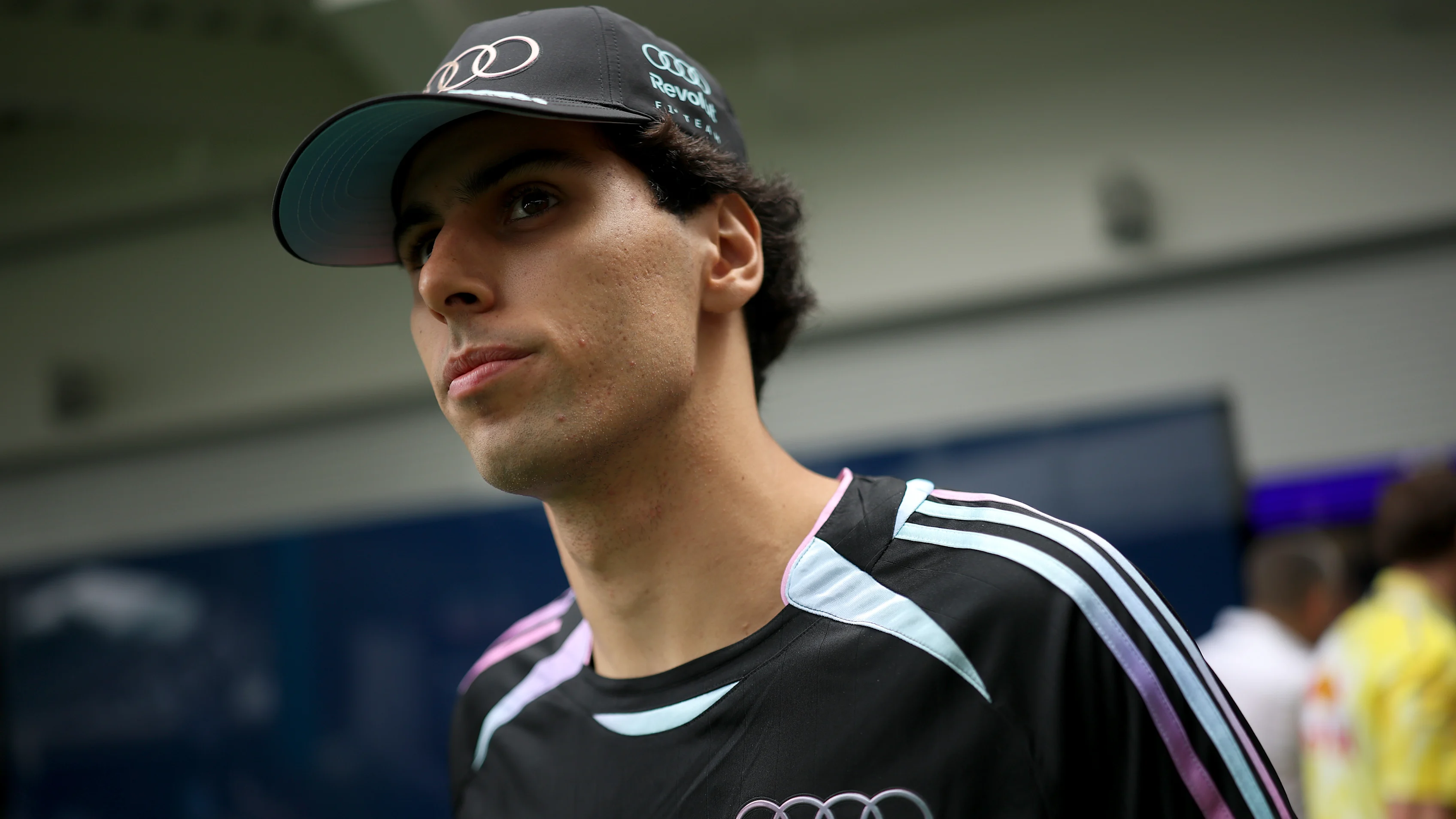 MIAMI, FLORIDA - MAY 03: Gabriel Bortoleto of Brazil and Audi F1 Team looks on prior to the F1