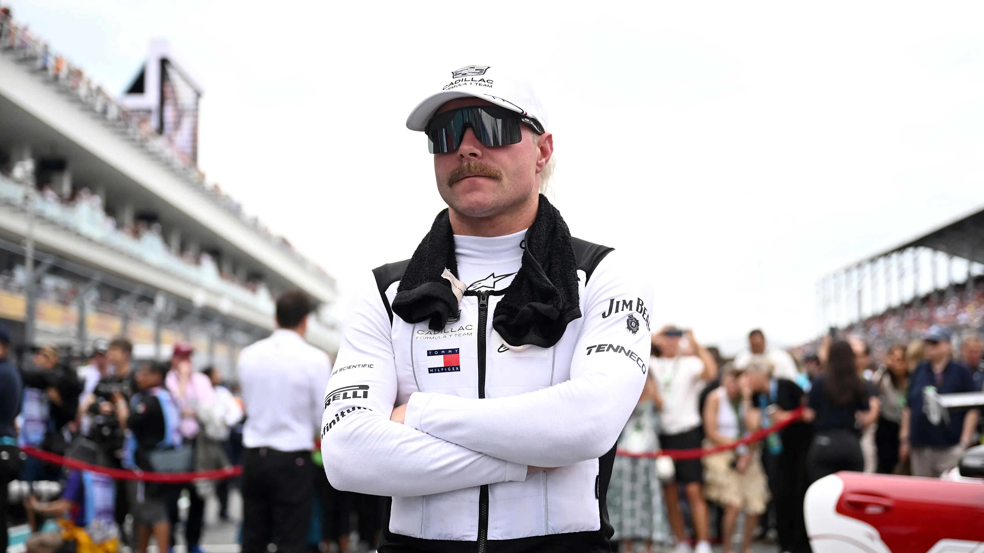 MIAMI, FLORIDA - MAY 03: Valtteri Bottas of Finland and Cadillac F1 Team on the grid during the F1 Grand Prix of Miami at Miami International Autodrome on May 03, 2026 in Miami, Florida. (Photo by Mark Sutton - Formula 1/Formula 1 via Getty Images)