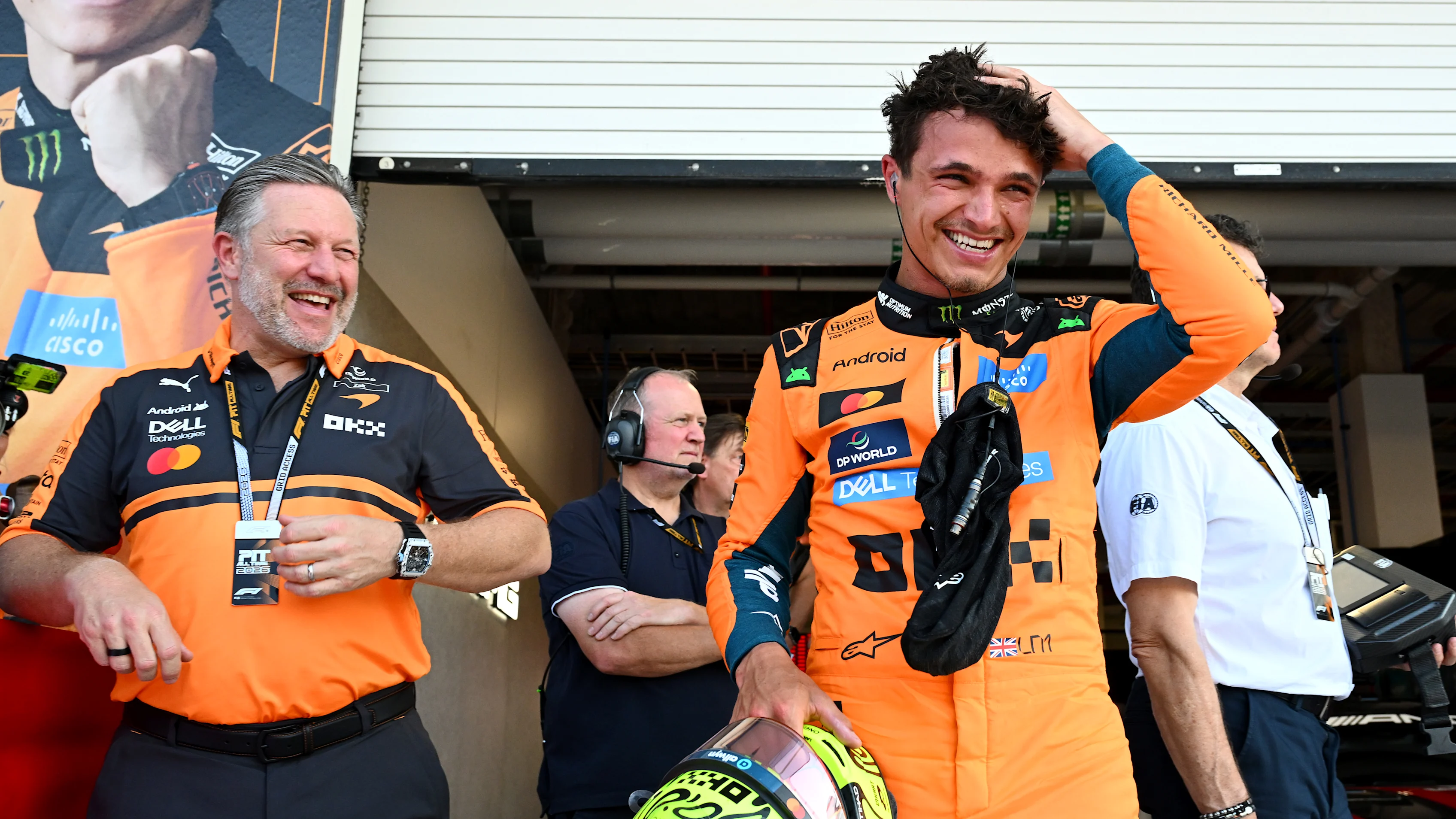 MIAMI, FLORIDA - MAY 01: Zak Brown, Chief Executive Officer of McLaren and Sprint Pole qualifier