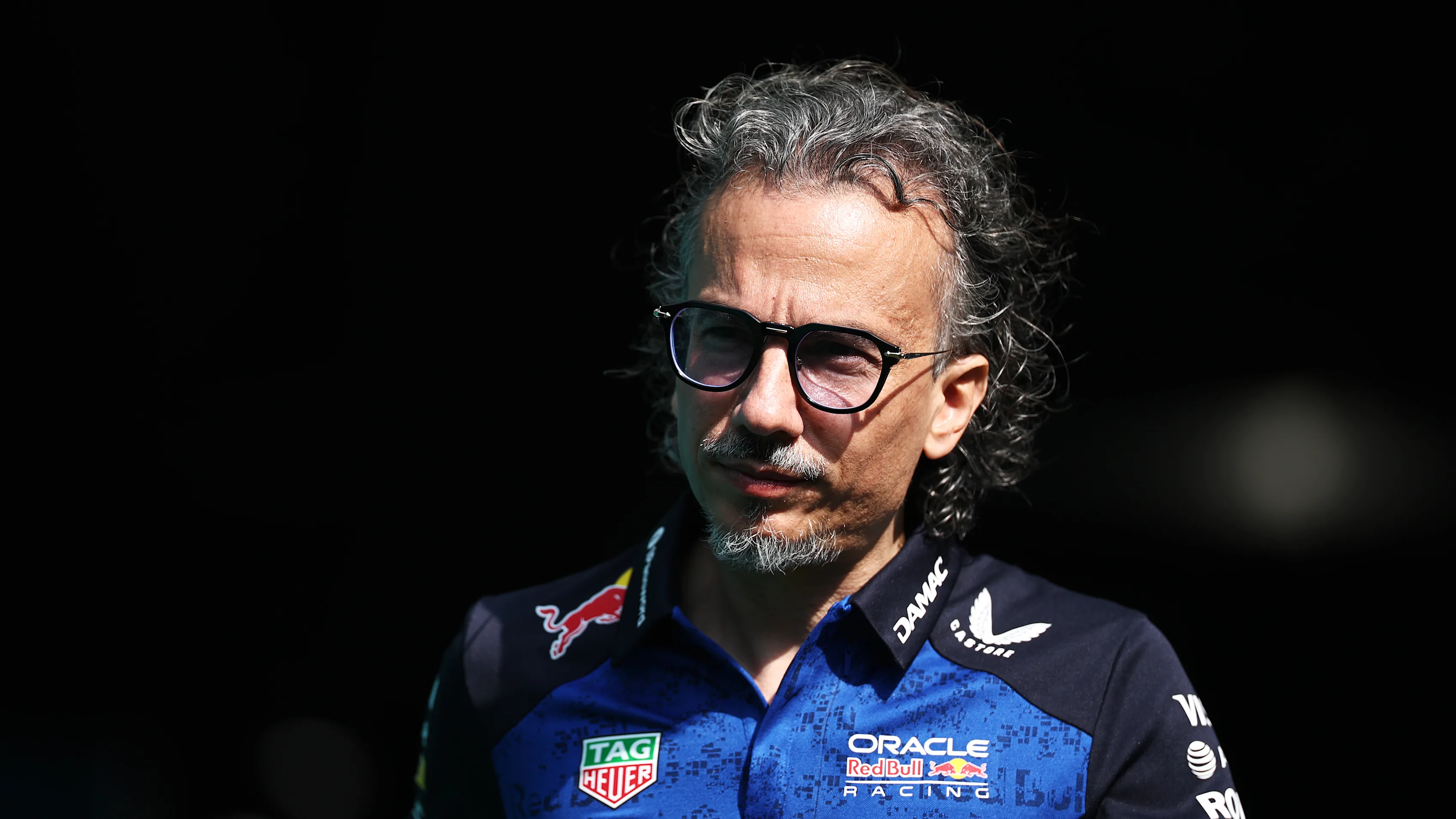 MIAMI, FLORIDA - MAY 02: Laurent Mekies, Team Principal of Oracle Red Bull Racing arrives in the