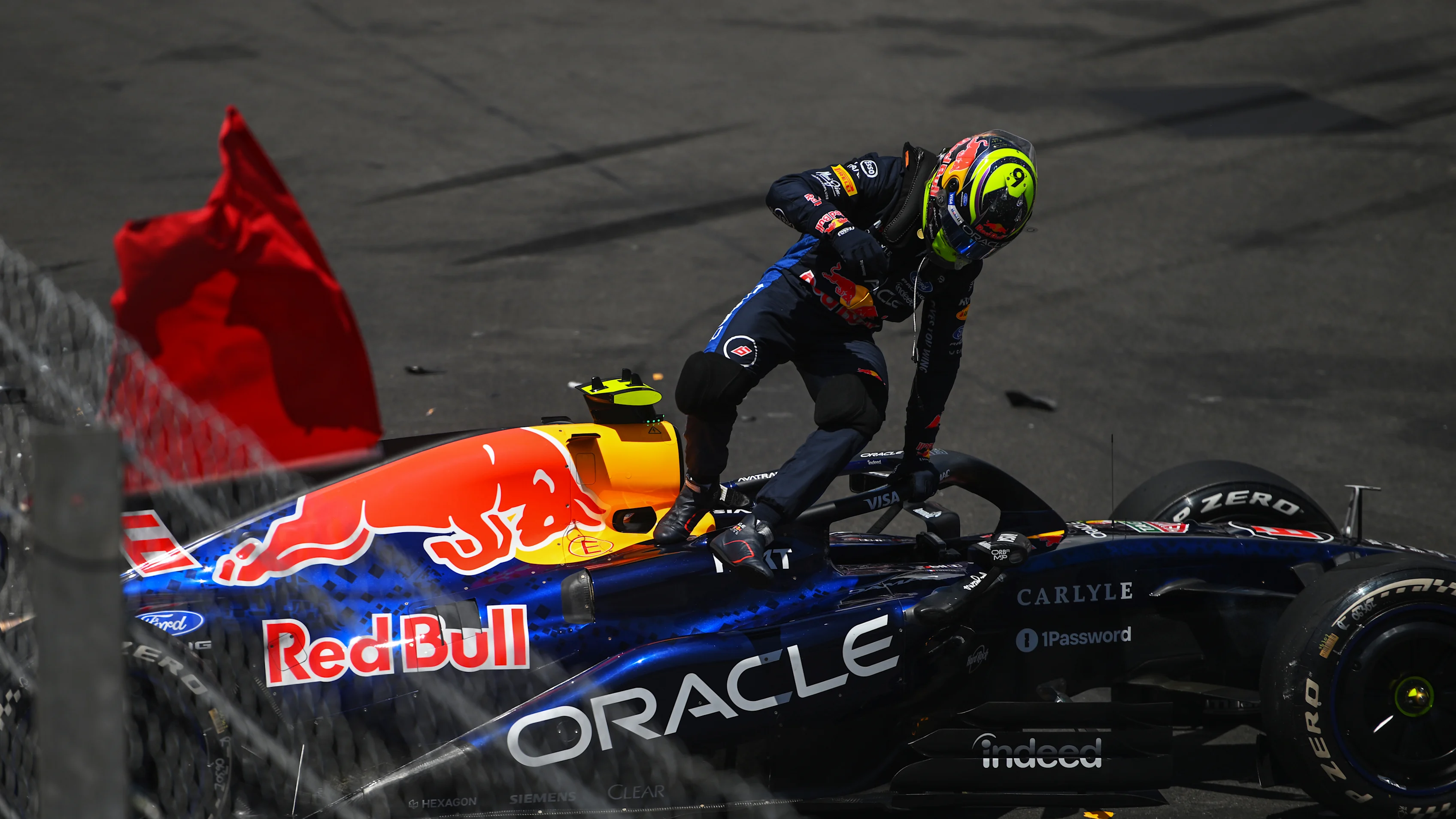 MONTE-CARLO, MONACO - JUNE 05: Isack Hadjar of France and Oracle Red Bull Racing jumps out of his