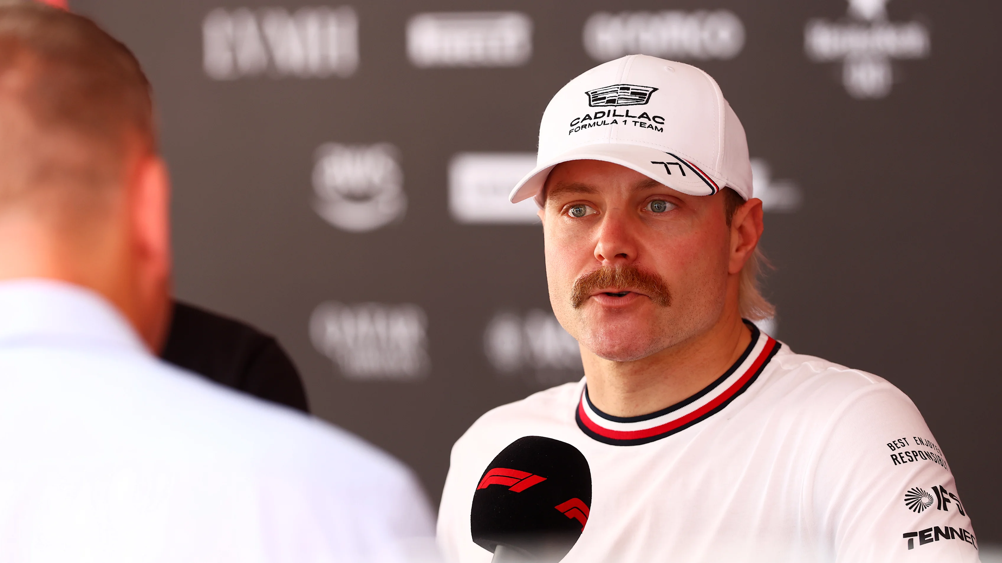 MONTE-CARLO, MONACO - JUNE 04: Valtteri Bottas of Finland and Cadillac F1 Team talks to the media
