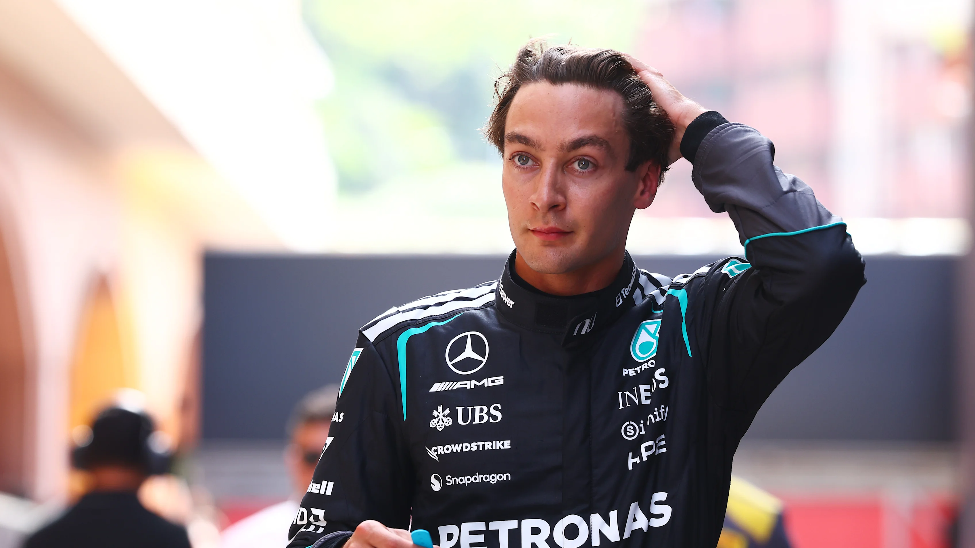 MONTE-CARLO, MONACO - JUNE 06: Sixth placed qualifier George Russell of Great Britain and Mercedes