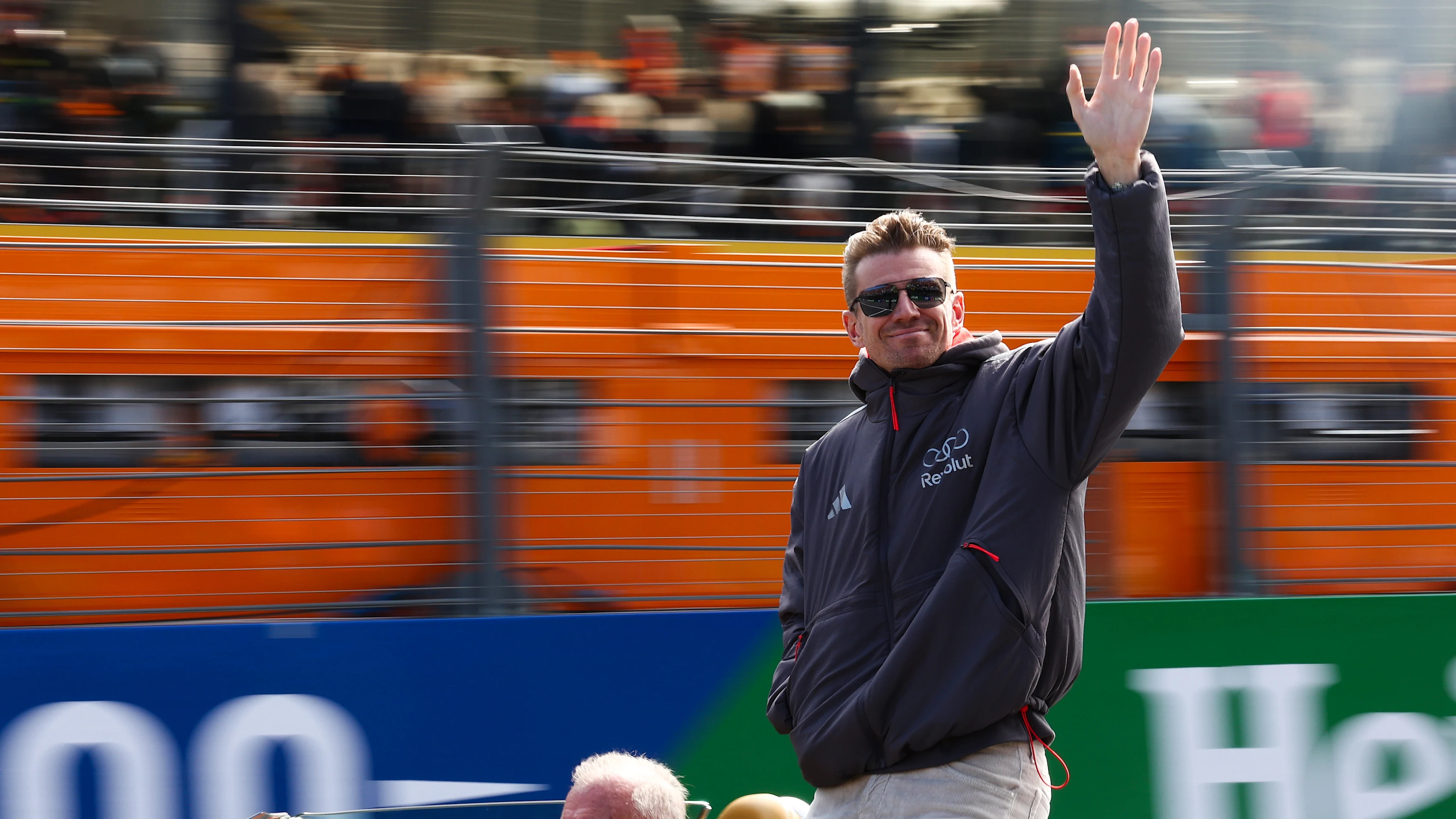 ZANDVOORT, NETHERLANDS - AUGUST 23: Nico Hulkenberg of Germany and Audi F1 Team waves on the