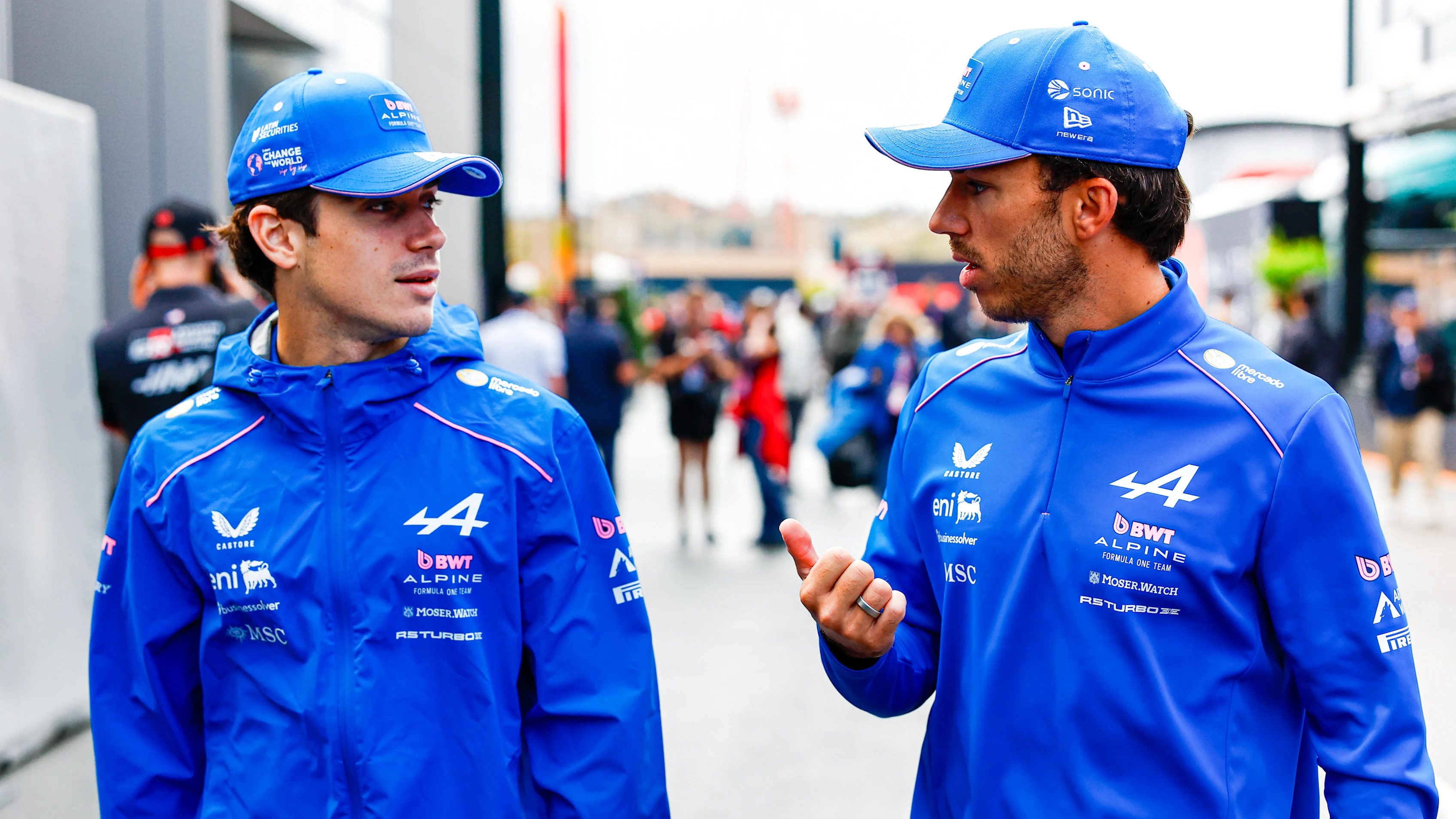 ZANDVOORT, NETHERLANDS - AUGUST 22: Franco Colapinto of Argentina and Alpine F1 and Pierre Gasly of