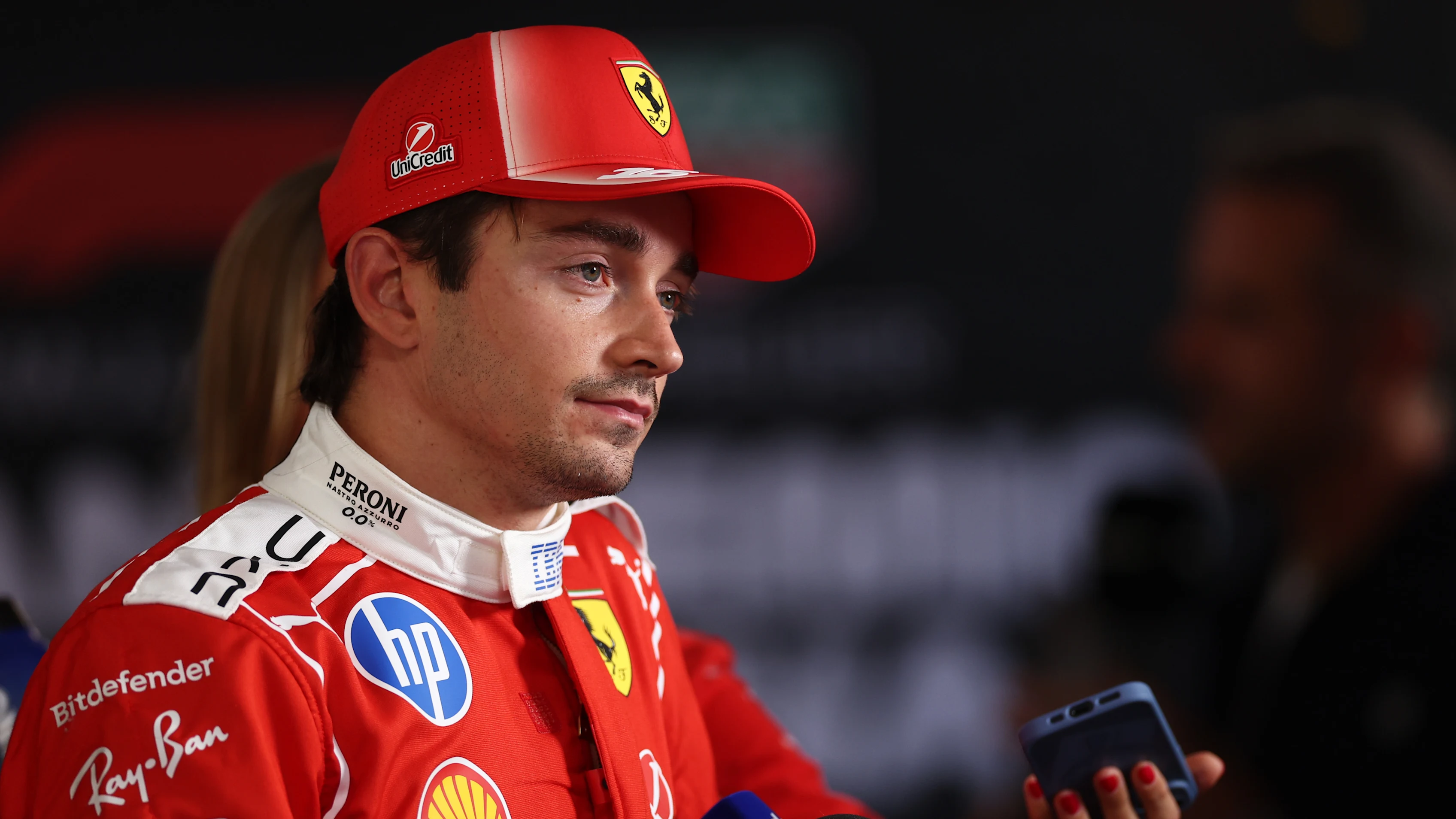 MADRID, SPAIN - SEPTEMBER 12: Fifth placed qualifier Charles Leclerc of Monaco and Scuderia Ferrari
