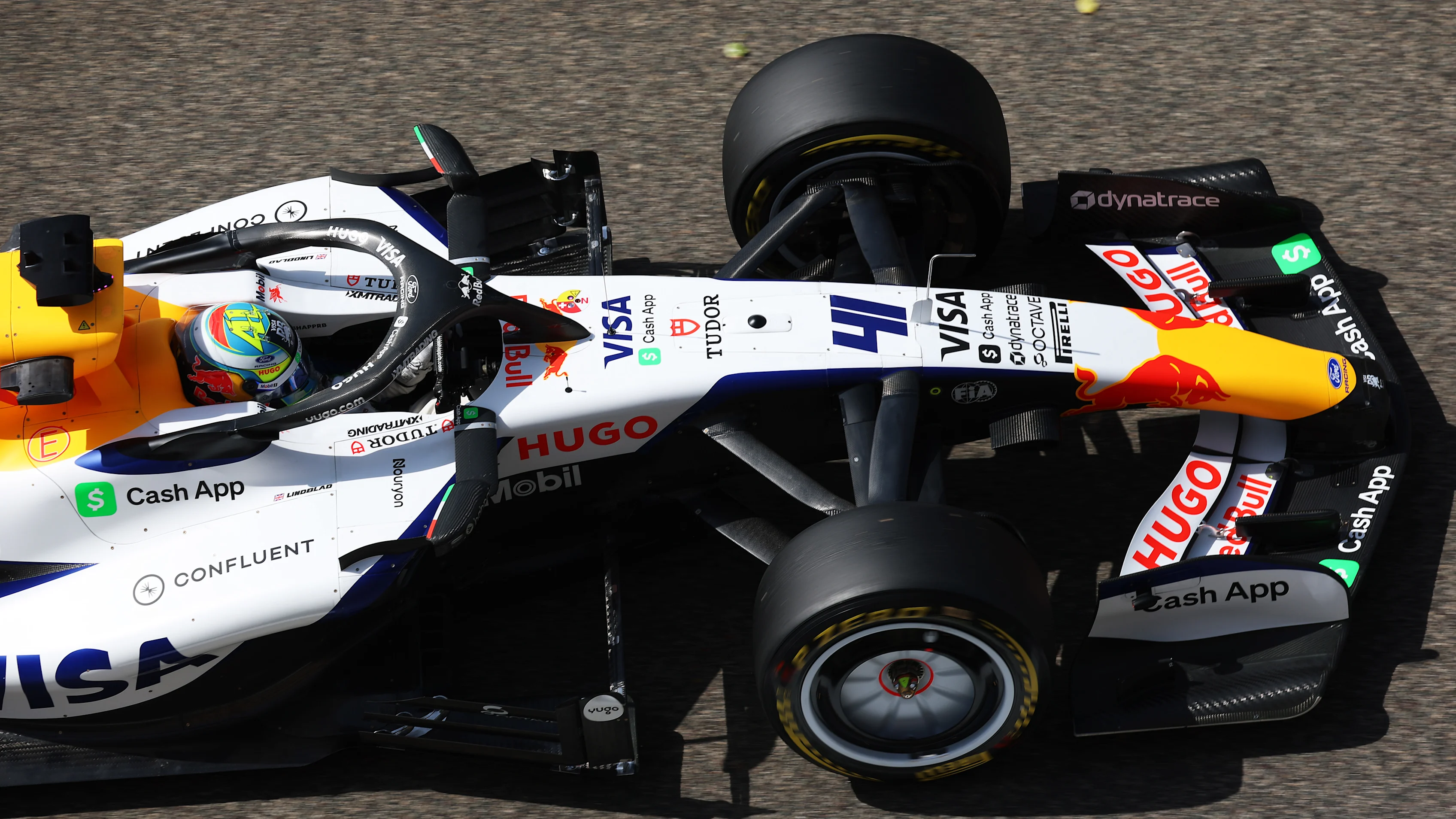 BAHRAIN, BAHRAIN - FEBRUARY 11: Arvid Lindblad of Great Britain driving the (41) Visa Cash App