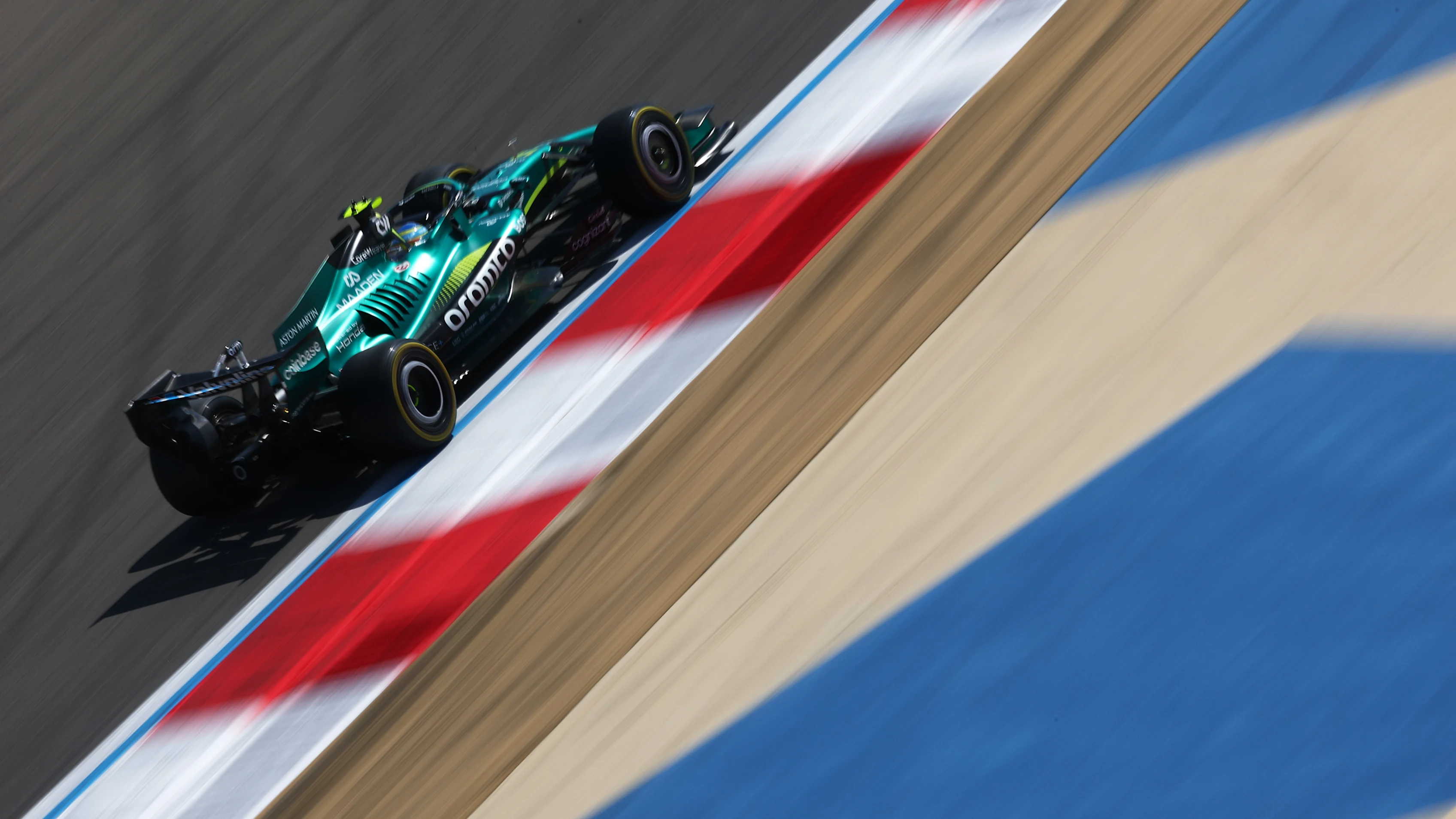 BAHRAIN, BAHRAIN - FEBRUARY 19: Fernando Alonso of Spain driving the (14) Aston Martin F1 Team