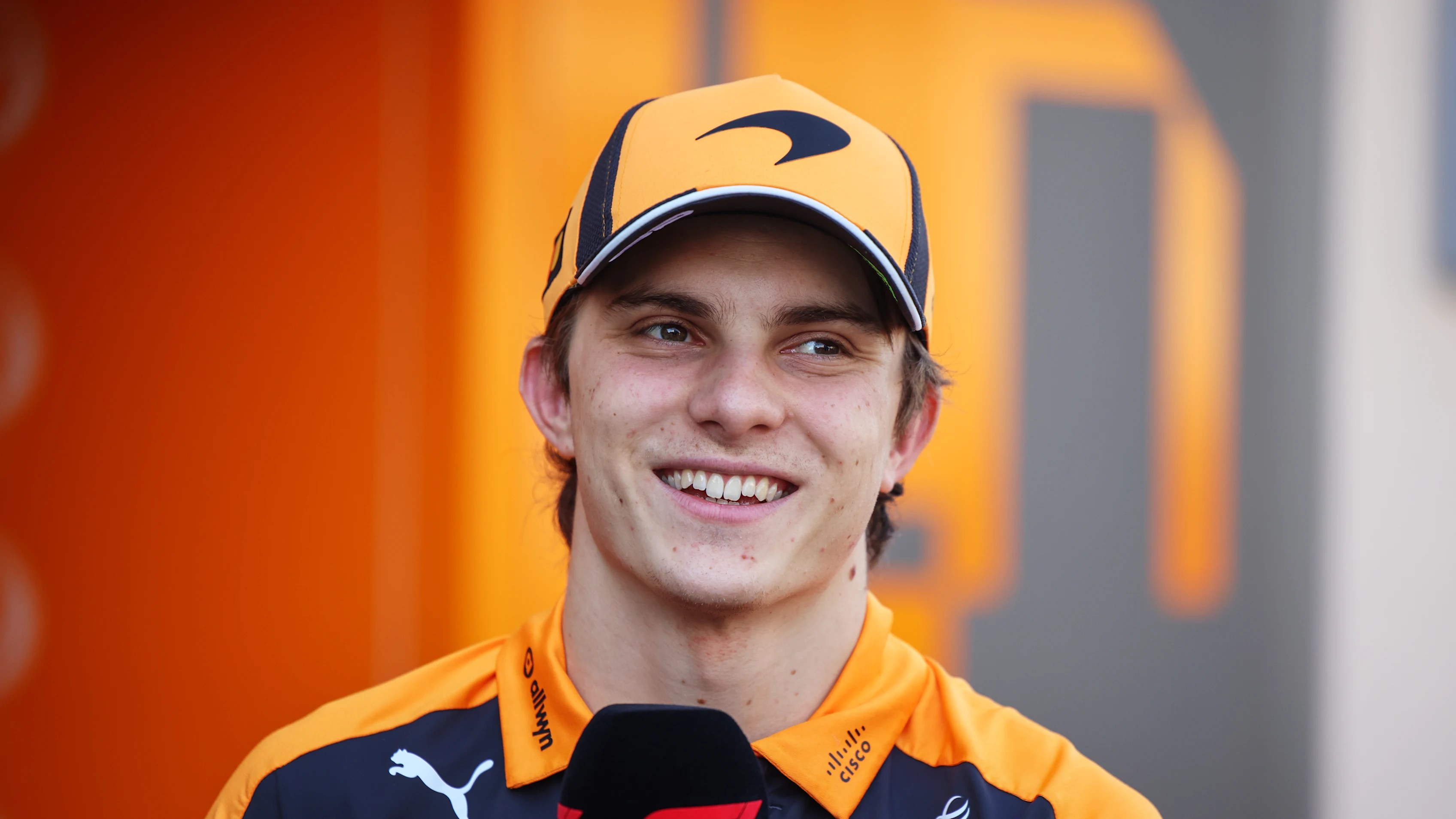 BAHRAIN, BAHRAIN - FEBRUARY 20: Oscar Piastri of Australia and McLaren talks to the media during