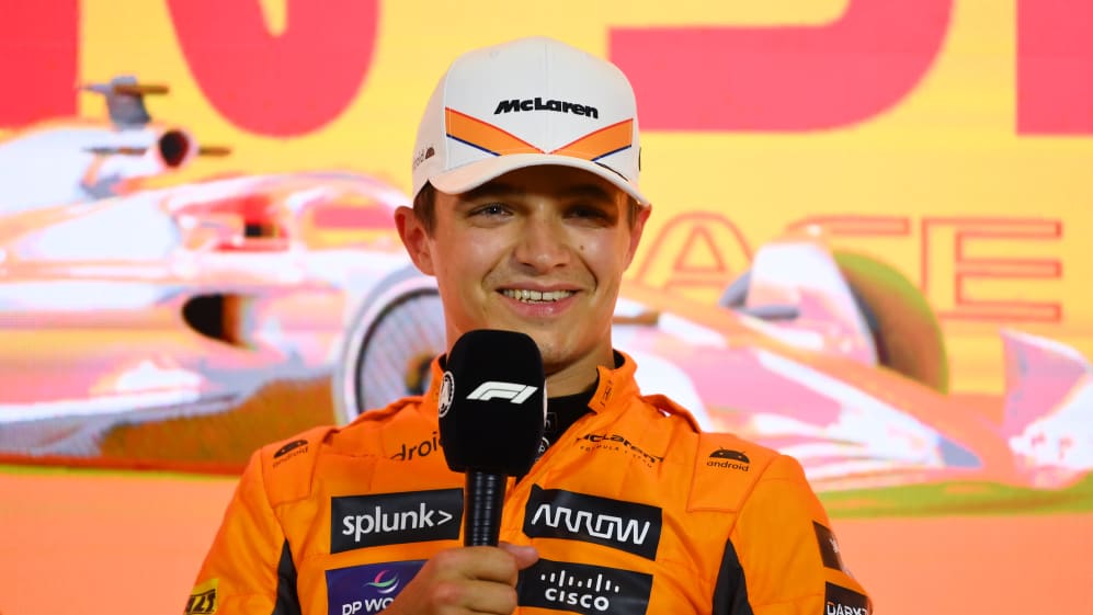 BARCELONA, SPAIN - JUNE 03: Third placed qualifier Lando Norris of Great Britain and McLaren (R)