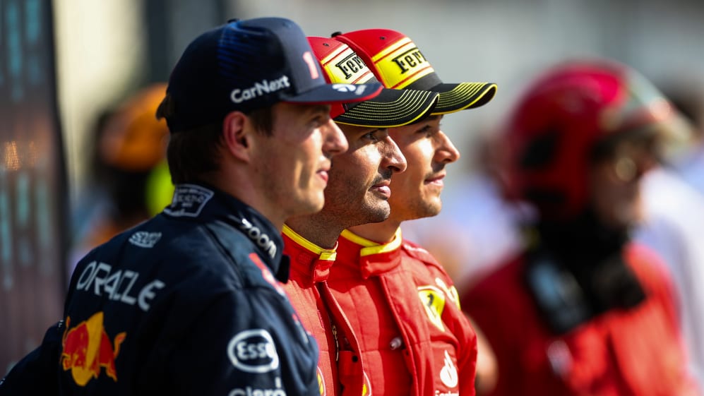 MONZA, ITALY - SEPTEMBER 02: Max Verstappen of Red Bull Racing and The Netherlands, Carlos Sainz of