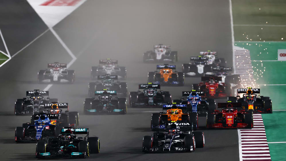 DOHA, QATAR - NOVEMBER 21: Lewis Hamilton of Great Britain driving the (44) Mercedes AMG Petronas