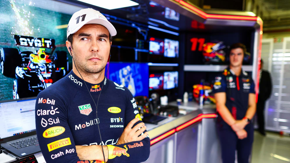 MEXICO CITY, MEXICO - OCTOBER 27: Sergio Perez of Mexico and Oracle Red Bull Racing looks on in the