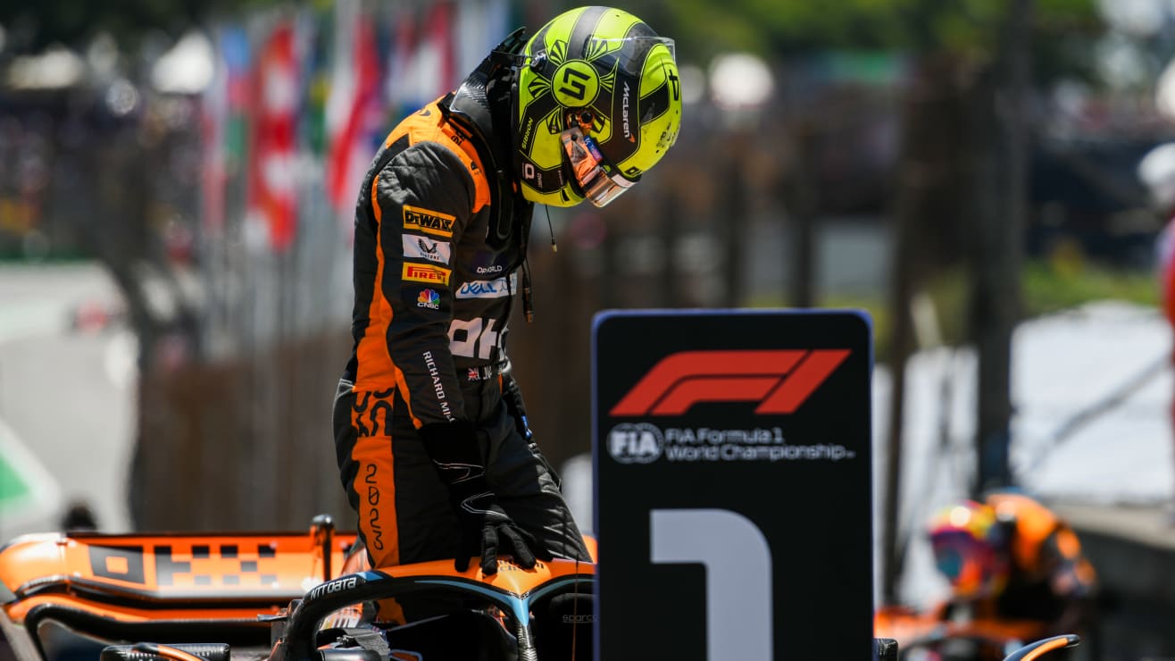 Lando Norris takes pole position in Sao Paulo Sprint Shootout after beating Max Verstappen and Sergio Perez