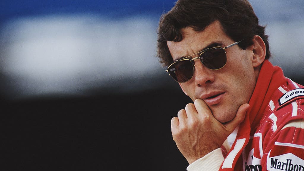 Ayrton Senna of Brazil, driver of the #1 Honda Marlboro McLaren McLaren MP4/7A Honda V128 during