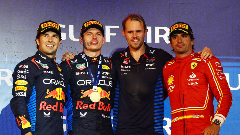 BAHRAIN, BAHRAIN - MARCH 02: Race winner Max Verstappen of the Netherlands and Oracle Red Bull