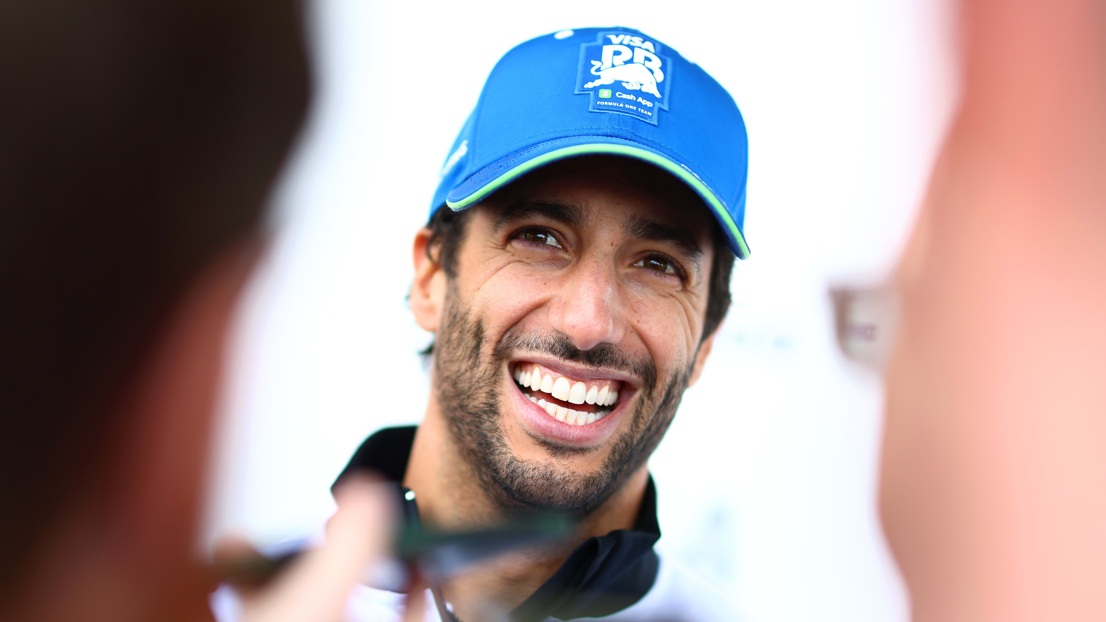 SUZUKA, JAPAN - APRIL 04: Daniel Ricciardo of Australia and Visa Cash App RB talks to the media in