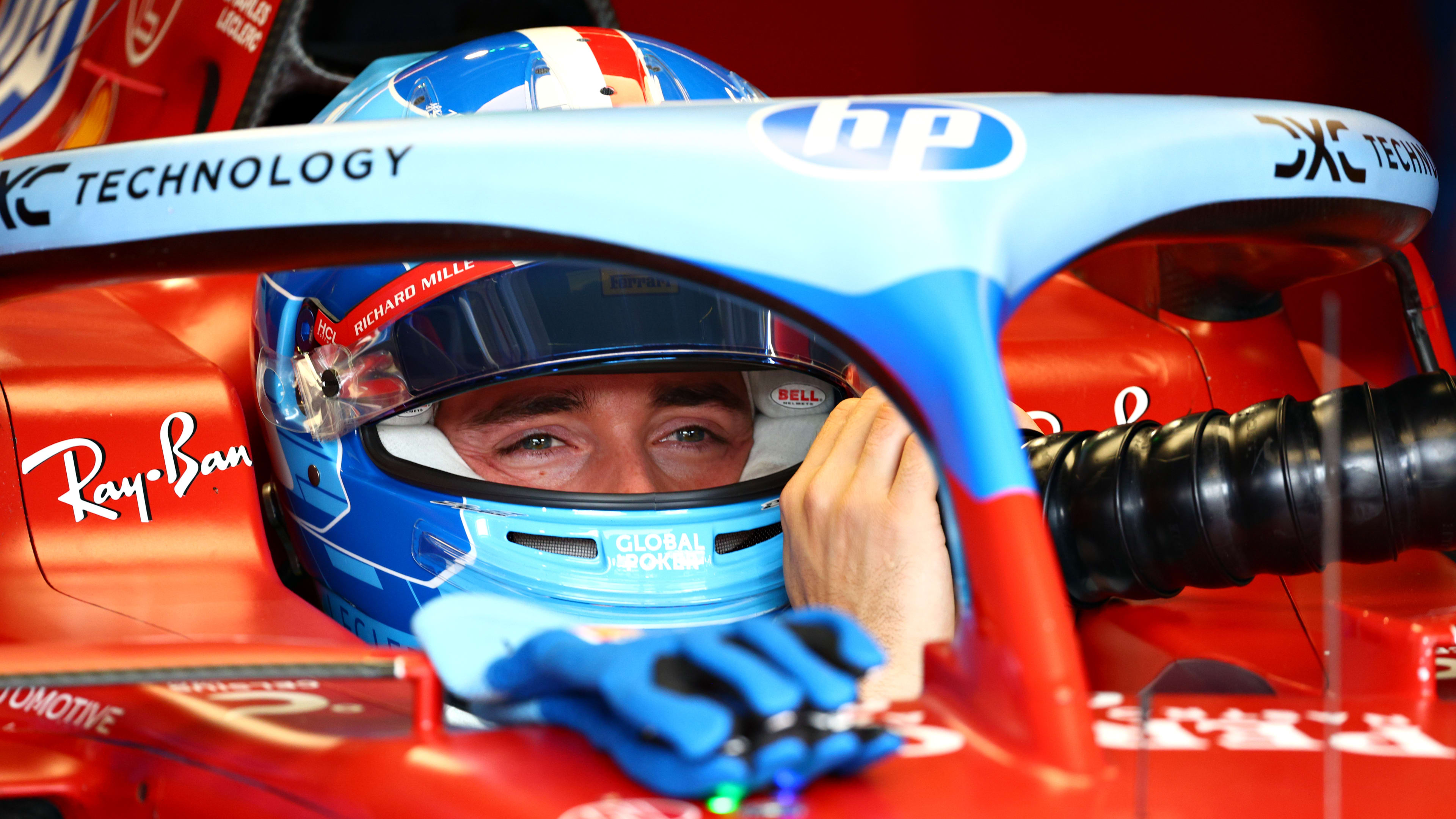 MIAMI, FLORIDA - MAY 03: Charles Leclerc of Monaco and Ferrari prepares to drive in the garage