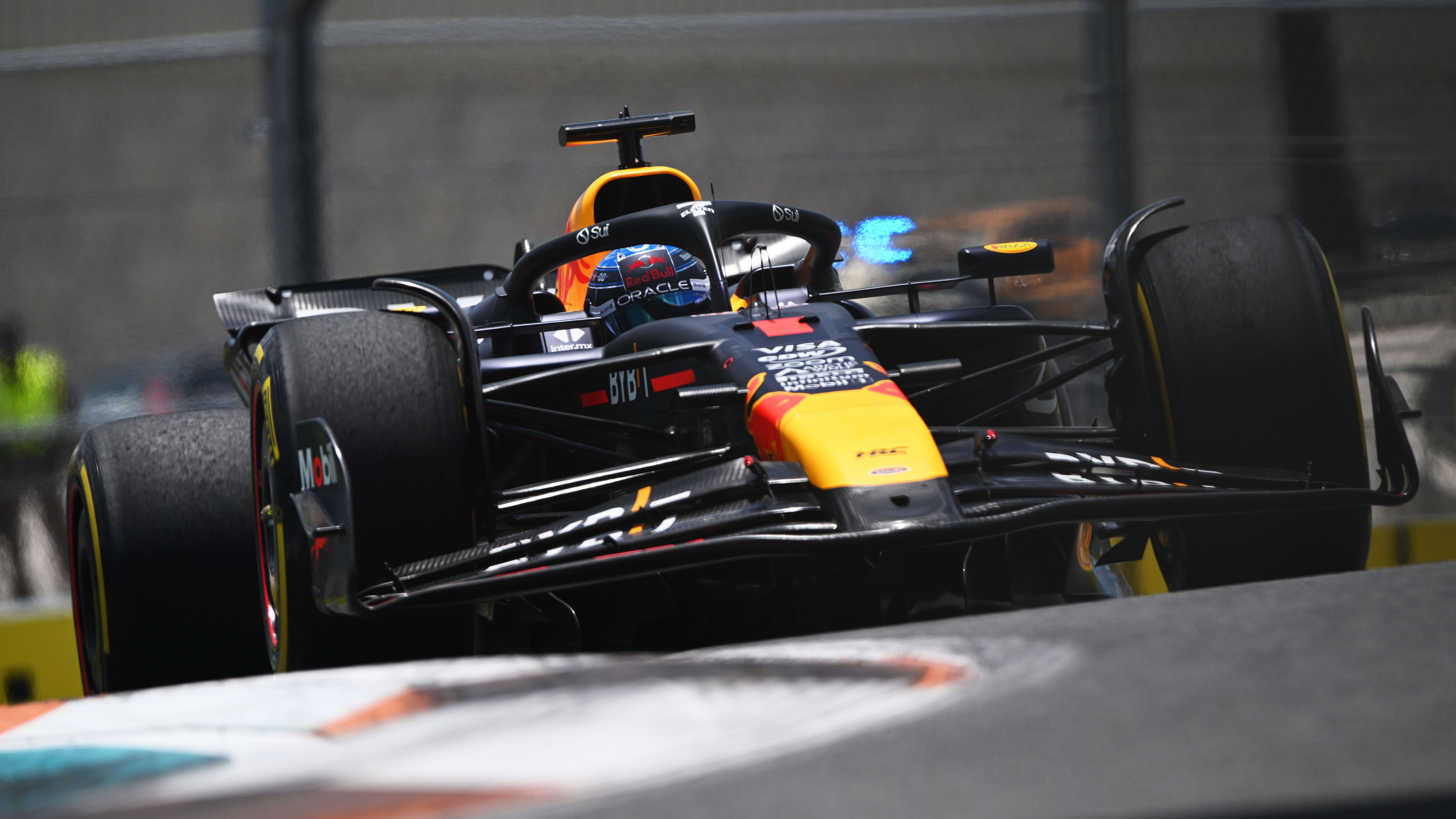 MIAMI, FLORIDA - MAY 03: Max Verstappen of the Netherlands driving the (1) Oracle Red Bull Racing
