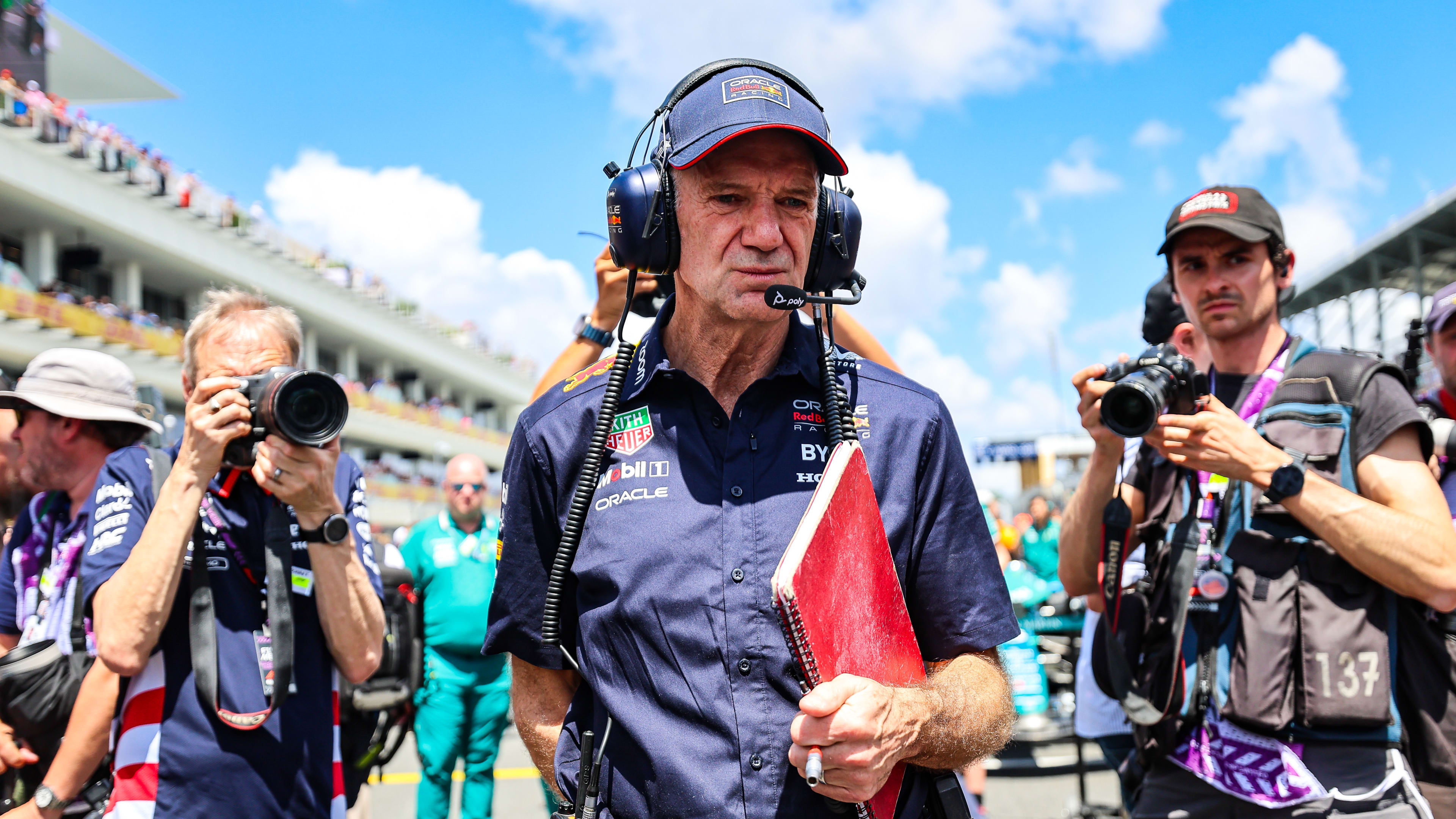 MIAMI, FLORIDA - MAY 4: Adrian Newey, the Chief Technical Officer of Oracle Red Bull Racing walks