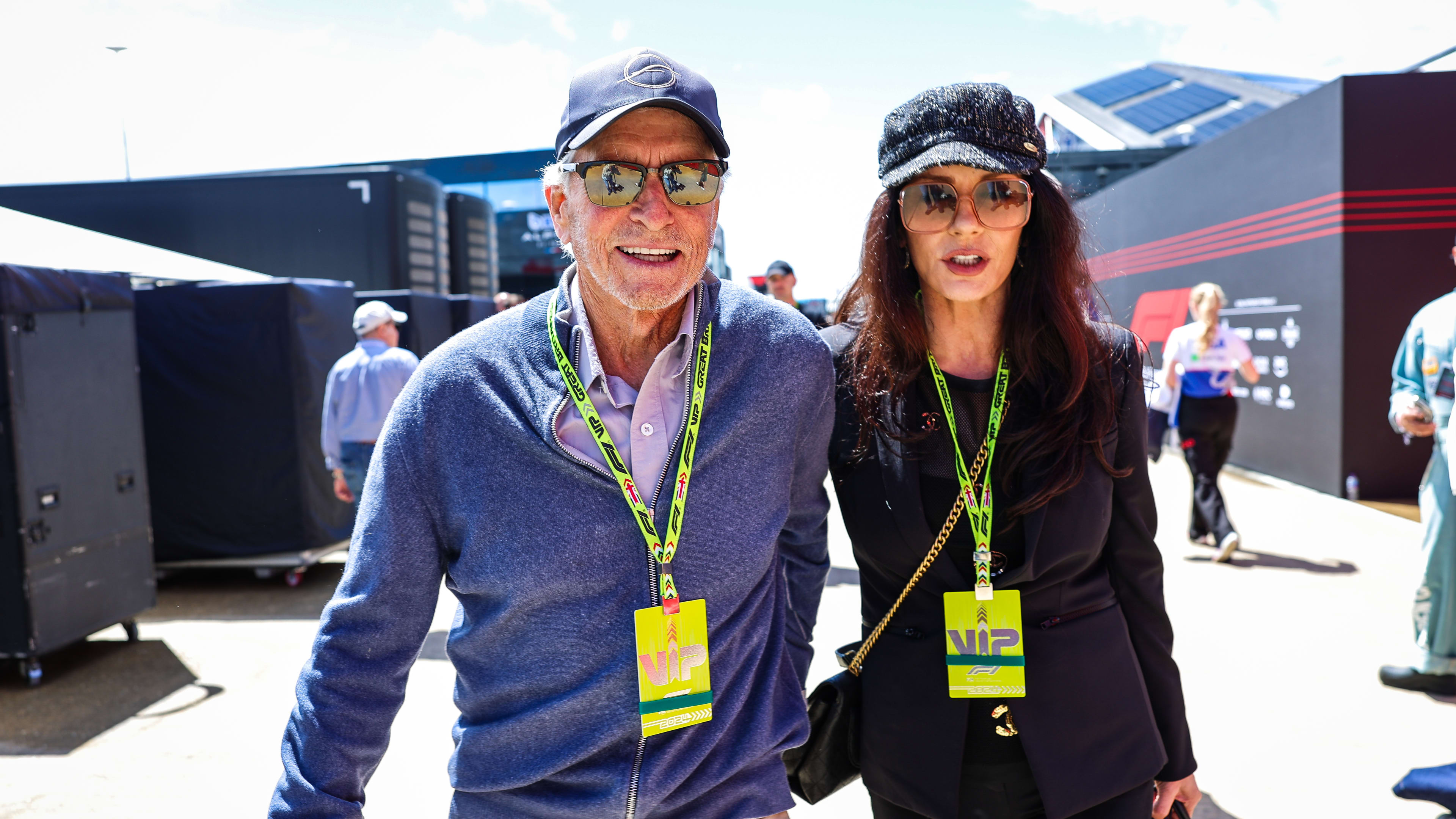 Celebrities enjoy the atmosphere at the British GP