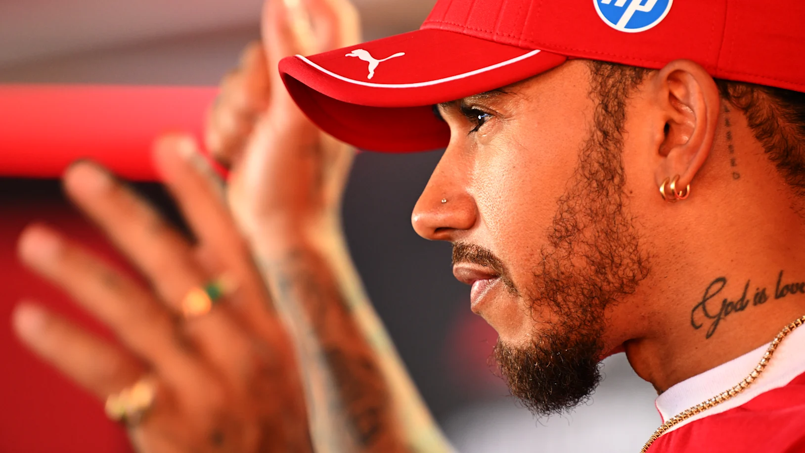 IMOLA, ITALY - MAY 15: Lewis Hamilton of Great Britain and Scuderia Ferrari is interviewed during