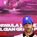 SPA, BELGIUM - JULY 25: Daniel Ricciardo of Australia and Visa Cash App RB attends the Drivers Press Conference during previews ahead of the F1 Grand Prix of Belgium at Circuit de Spa-Francorchamps on July 25, 2024 in Spa, Belgium. (Photo by Dean Mouhtaropoulos/Getty Images)