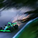 IMOLA, ITALY - MAY 17: Sparks fly behind Zhou Guanyu of China driving the (24) Kick Sauber C44 Ferrari during practice ahead of the F1 Grand Prix of Emilia-Romagna at Autodromo Enzo e Dino Ferrari Circuit on May 17, 2024 in Imola, Italy. (Photo by Lars Baron/Getty Images)