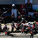 SPIELBERG, AUSTRIA - JUNE 29: Oliver Bearman of Great Britain driving the (87) Haas F1 VF-25 Ferrari makes a pitstop during the F1 Grand Prix of Austria at Red Bull Ring on June 29, 2025 in Spielberg, Austria. (Photo by Mark Sutton - Formula 1/Formula 1 via Getty Images)