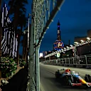 LAS VEGAS, NEVADA - NOVEMBER 20: Liam Lawson of New Zealand driving the (30) Visa Cash App Racing Bulls VCARB 02 on track  during practice ahead of the F1 Grand Prix of Las Vegas at Las Vegas Strip Circuit on November 20, 2025 in Las Vegas, Nevada. (Photo by Hector Vivas/Getty Images)