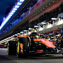 LAS VEGAS, NEVADA - NOVEMBER 20: Lando Norris of Great Britain driving the (4) McLaren MCL39 Mercedes in the Pitlane during practice ahead of the F1 Grand Prix of Las Vegas at Las Vegas Strip Circuit on November 20, 2025 in Las Vegas, Nevada. (Photo by James Sutton - Formula 1/Formula 1 via Getty Images)