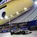 LAS VEGAS, NEVADA - NOVEMBER 21: Esteban Ocon of France driving the (31) Haas F1 VF-25 Ferrari on track during qualifying ahead of the F1 Grand Prix of Las Vegas at Las Vegas Strip Circuit on November 21, 2025 in Las Vegas, Nevada. (Photo by Hector Vivas/Getty Images)