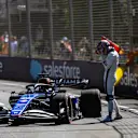 MELBOURNE, AUSTRALIA - MARCH 22: Alex Albon of Thailand and Williams F1 crashes out during FP1 ahead of the F1 Grand Prix of Australia at Albert Park Circuit on March 22, 2024 in Melbourne, Australia. (Photo by Kym Illman/Getty Images)