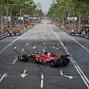 Carlos Sainz took a Ferrari for a literal spin at the Barcelona Fan Festival Road Show