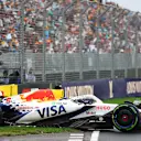 MELBOURNE, AUSTRALIA - MARCH 16: Isack Hadjar of France driving the (6) Visa Cash App Racing Bulls VCARB 02 crashes on the formation lap prior to the F1 Grand Prix of Australia at Albert Park Grand Prix Circuit on March 16, 2025 in Melbourne, Australia. (Photo by Bryn Lennon - Formula 1/Formula 1 via Getty Images)