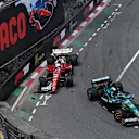 MONTE-CARLO, MONACO - MAY 23: Charles Leclerc of Monaco driving the (16) Scuderia Ferrari SF-25 loses his front wing after hitting Lance Stroll of Canada driving the (18) Aston Martin F1 Team AMR25 Mercedes on track during practice ahead of the F1 Grand Prix of Monaco at Circuit de Monaco on May 23, 2025 in Monte-Carlo, Monaco. (Photo by Sam Bagnall/Sutton Images)