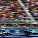 MONTREAL, QUEBEC - JUNE 09: Fernando Alonso of Spain driving the (14) Aston Martin AMR24 Mercedes leads Lewis Hamilton of Great Britain driving the (44) Mercedes AMG Petronas F1 Team W15 on track during the F1 Grand Prix of Canada at Circuit Gilles Villeneuve on June 09, 2024 in Montreal, Quebec. (Photo by Mark Thompson/Getty Images)