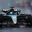MONTREAL, QUEBEC - JUNE 07: George Russell of Great Britain driving the (63) Mercedes AMG Petronas F1 Team W15 on track during practice ahead of the F1 Grand Prix of Canada at Circuit Gilles Villeneuve on June 07, 2024 in Montreal, Quebec. (Photo by Clive Rose/Getty Images)