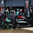 NORTHAMPTON, ENGLAND - JULY 07: George Russell of Great Britain and Mercedes retires from the race during the F1 Grand Prix of Great Britain at Silverstone Circuit on July 07, 2024 in Northampton, England. (Photo by Mark Thompson/Getty Images)