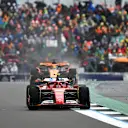 NORTHAMPTON, ENGLAND - JULY 07: Carlos Sainz of Spain driving (55) the Ferrari SF-24 leads Oscar Piastri of Australia driving the (81) McLaren MCL38 Mercedes on track during the F1 Grand Prix of Great Britain at Silverstone Circuit on July 07, 2024 in Northampton, England. (Photo by James Sutton - Formula 1/Formula 1 via Getty Images)