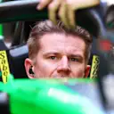 Nico Hulkenberg settles into the Kick Sauber cockpit after moving over from Haas