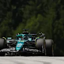 SPIELBERG, AUSTRIA - JUNE 28: Lance Stroll of Canada driving the (18) Aston Martin F1 Team AMR25 Mercedes on track during final practice ahead of the F1 Grand Prix of Austria at Red Bull Ring on June 28, 2025 in Spielberg, Austria. (Photo by Mark Thompson/Getty Images)