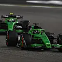 BAHRAIN, BAHRAIN - APRIL 13: Nico Hulkenberg of Germany driving the (27) Kick Sauber C45 Ferrari leads Gabriel Bortoleto of Brazil driving the (5) Kick Sauber C45 Ferrari on track during the F1 Grand Prix of Bahrain at Bahrain International Circuit on April 13, 2025 in Bahrain, Bahrain. (Photo by Rudy Carezzevoli/Getty Images)