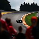 SPA, BELGIUM - JULY 25: Fernando Alonso of Spain driving the (14) Aston Martin F1 Team AMR25 Mercedes on track during practice ahead of the F1 Grand Prix of Belgium at Circuit de Spa-Francorchamps on July 25, 2025 in Spa, Belgium. (Photo by Clive Rose - Formula 1/Formula 1 via Getty Images)