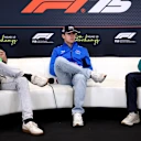 SPA, BELGIUM - JULY 24: Nico Hulkenberg of Germany and Stake F1 Team Kick Sauber, Franco Colapinto of Argentina and Alpine F1 and Fernando Alonso of Spain and Aston Martin F1 Team attend the Drivers Press Conference during previews ahead of the F1 Grand Prix of Belgium at Circuit de Spa-Francorchamps on July 24, 2025 in Spa, Belgium. (Photo by Clive Rose/Getty Images)