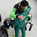 BUDAPEST, HUNGARY - AUGUST 02: Fifth placed qualifier Fernando Alonso of Spain and Aston Martin F1 Team and Seventh placed qualifier Gabriel Bortoleto of Brazil and Stake F1 Team Kick Sauber congratulate each other in parc ferme during qualifying ahead of the F1 Grand Prix of Hungary at Hungaroring on August 02, 2025 in Budapest, Hungary. (Photo by Mark Sutton - Formula 1/Formula 1 via Getty Images)